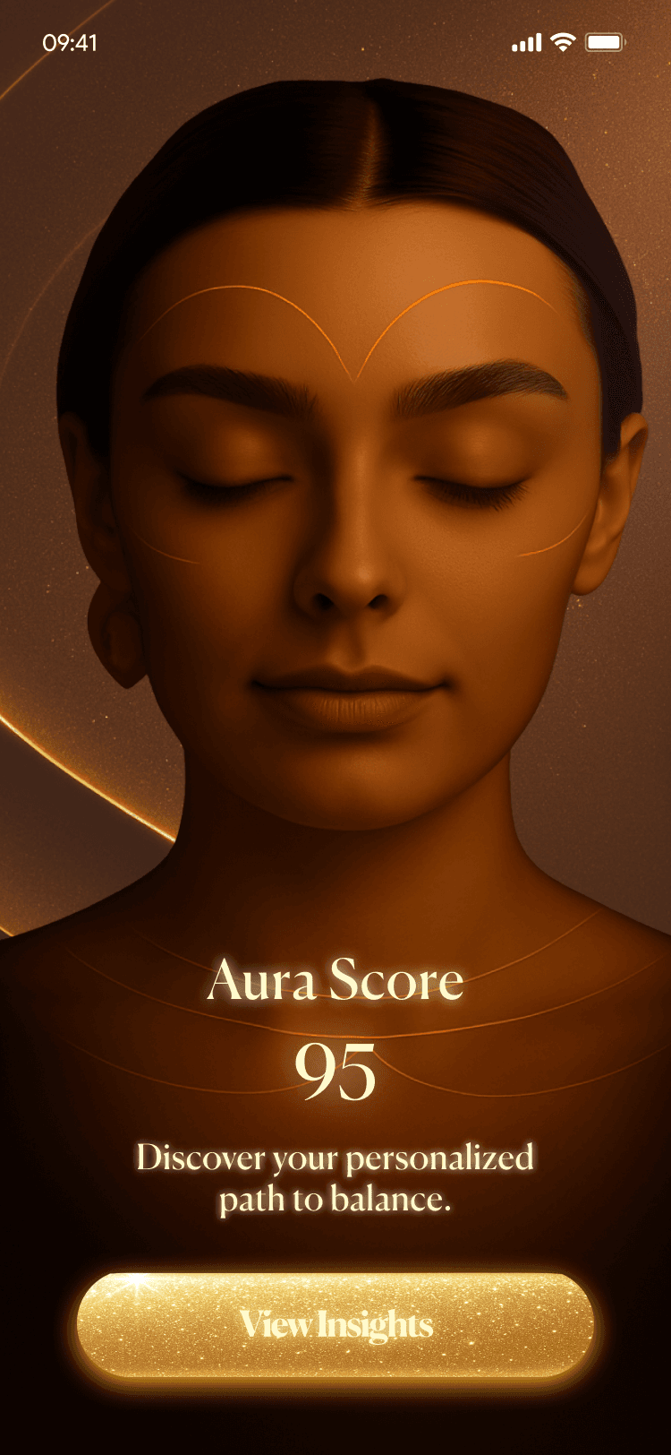 Healux Aura Score screen showing a score of 95